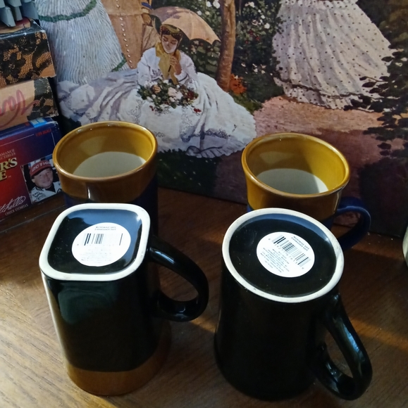 NWOT Royal Norfolk Square Two-Tone Flare Rim Stoneware 14oz Coffee Mug Set of 4 - Picture 9 of 9